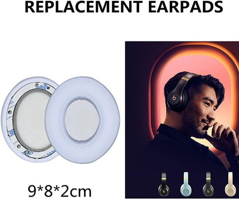 Studio2.0 Replacement Earpads Ear Pad Cushion Cover Compatible with Beats by Dr.Dre Studio 2 Wired/Wireless & Studio 3.0 Over-Ear Headphones (Whit...