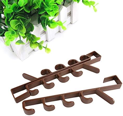 Sadiyamo 5 Layers Over The Door Hook Organizer Rack Hanger Backpack Handbag Door Hook, Pack of 2 (Brown)...