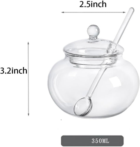 123Arts Clear Glass Sugar Bowl With Lid and Sugar Serving Spoon,8 ounces...