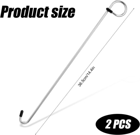2pcs Skimmer Basket Hook, 14.4in Skimmer Lid Lifting Hook Pool Skimmer Stainless Steel Extension Handle Pool Skimmer Basket Hook for Debris Clean ...