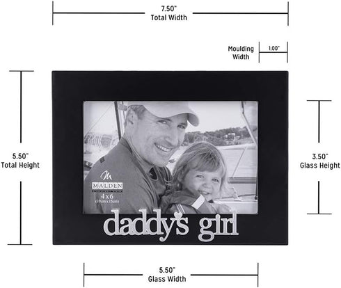 Malden International Designs 4305-46 Daddy's Girl Expressions Picture Frame, 4x6, Black...