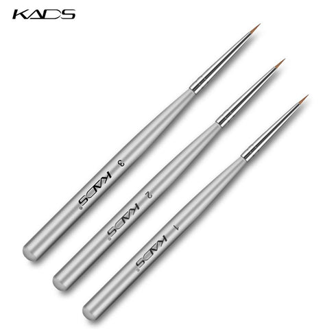 KADS 3 pcs Nail Art Brushes Set Liner Striping Brush for Strokes Details Painting, Blending, Elongated Lines...