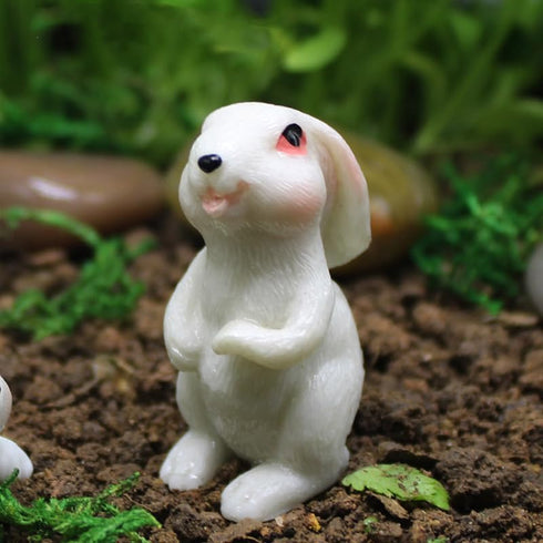 4Pcs Cute Rabbit Miniature Figurines and Cute Squirrel Decorative Fairy Garden Accessories Hand Drawn DIY Miniature Garden Decoration for Rooftop ...