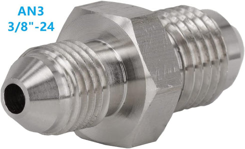 3AN AN3 Male Flare to AN4 Pipe Male Stainless Steel Brake Hose Fitting Adapter Union Connector,Brake and Clutch Adapter Fitting 3/8"-24 to 7/16"-2...