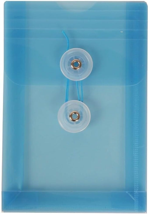 JAM PAPER Plastic Envelopes with Button & String Tie Closure - 4 1/4 x 6 1/4 - Assorted Colors - 6/Pack...