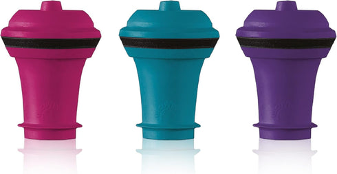 Vacu Vin Wine Saver Vacuum Stoppers – Set of 3 – Multicolor – Airtight Seal to Keep Wine Fresh Up to a Week – Compatible with Vacu Vin Wine Saver ...