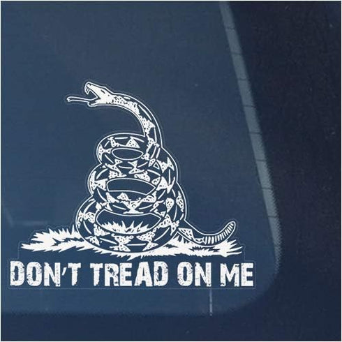 Don't Tread on Me Clear Vinyl Decal Sticker for Window, Gadsden Flag Sign Art Print Design-White...