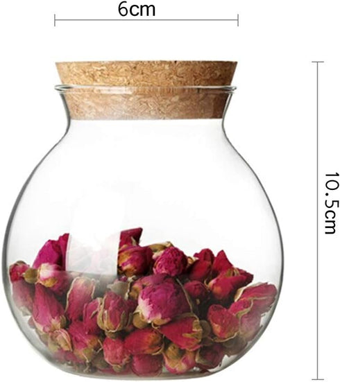 1PCS 500ML/17OZ Glass Favor Jars With Cork Lids Empty Transparent Round Food Storage Large Capacity Sealed Glass Bottles for Spice Food Snack Nut ...