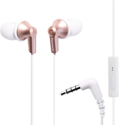 Panasonic ErgoFit Wired Earbuds, In-Ear Headphones with Microphone and Call Controller, Ergonomic Custom-Fit Earpieces (S/M/L), 3.5mm Jack for Pho...