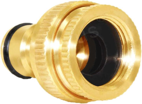 Joywayus Brass Garden Hose Tap Connector 1/2" and 3/4" GHT 2-in-1 Female Threaded Faucet Nozzle Quick Connect Adapter Universal Pipe(Pack of 4)...