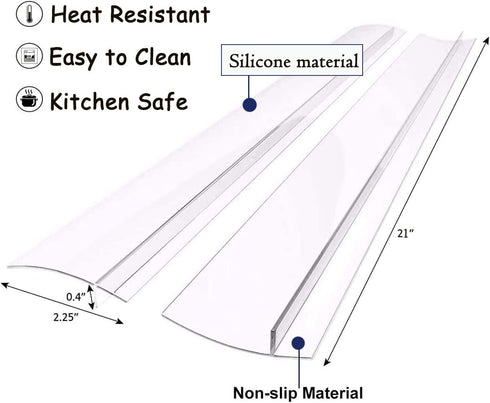 Silicone Gap Cover, (2 Pack) Silicone Gap filler Stopper Kitchen Stove Counter Gap Covers - Flexible Stove Space Fillers, Food Grade (21 Inches, Semi Clear)