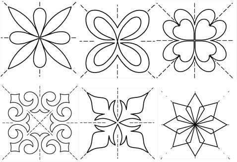 Score of Four Motif Stencil, Continuous Line Template for Free Motion Quilting, Domestic Machine Quilting, Hand Quilting, Long-Arm Quilting (30692...