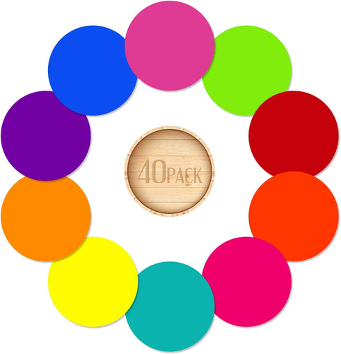 HOXHA 40Pcs 6 Inch Dry Erase Dots Circles, 10 Colors Removable White Board Markers Wall Decal Spots Set for Classroom, Office, Home Table & Desk...