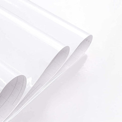 Abyssaly White Wallpaper 15.7“ X 118” Glossy Vinyl Film Removable Self-Adhesive Peel and Stick Wallpaper Decorate White Paintable Wallpaper Kitche...