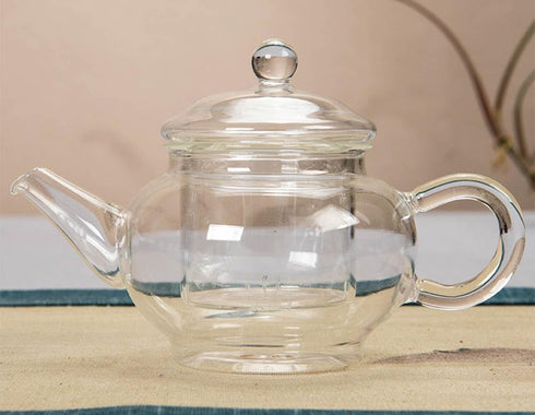123Arts Small Tea Pot, Glass Teapot with Infuser, Tea Kettle for Loose Tea with Lid, 8 Oz...