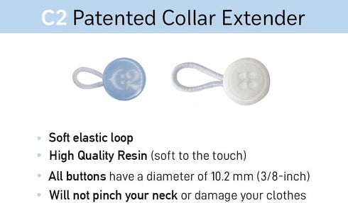 C2 Elastic Shirt Collar Extender - 5 Pack Neck Extender for Dress Shirt - Non-Metal Button Extender for Dress Shirts - 3 Sizes: Small, Regular, an...