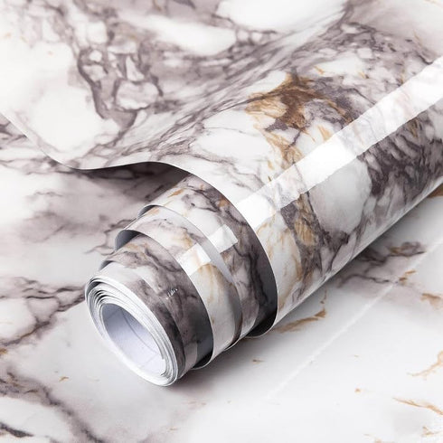 Decoroom 17.71"x118" Marble Contact Paper for Countertops Glossy Peel and Stick Granite Marble Wallpaper for Kitchen and Bathroom Cabinets Vinyl F...