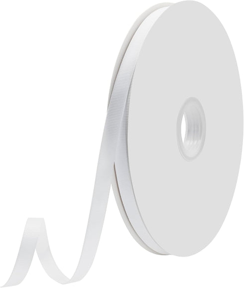3/8 Inch x 100yds White Grosgrain Ribbon White Ribbon for Gift Wrapping Very Suitable for Weddings Decoration Bouquet Arts Craft Sewing Hair Bow I...