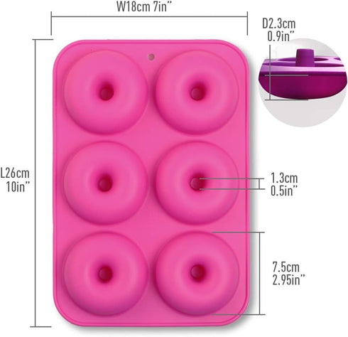 6-Cavity Silicone Donut Mold, Silicone Bagel Mold, Non-Stick Donut Mold, Food Grade Silicone, BPA Free, 3 Pcs...