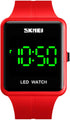 Unisex Square LED Digital Watch Fashion Water Resistant Silicone Sports Wrist Watches (Red A)...