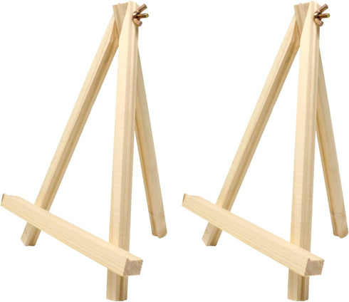 Honbay 2PCS Adjustable Mini Wood Easels Small Wooden Painting Easel Stand Triangle Tabletop Canvas Holder for Cards Phone Artist Photos or Paintin...