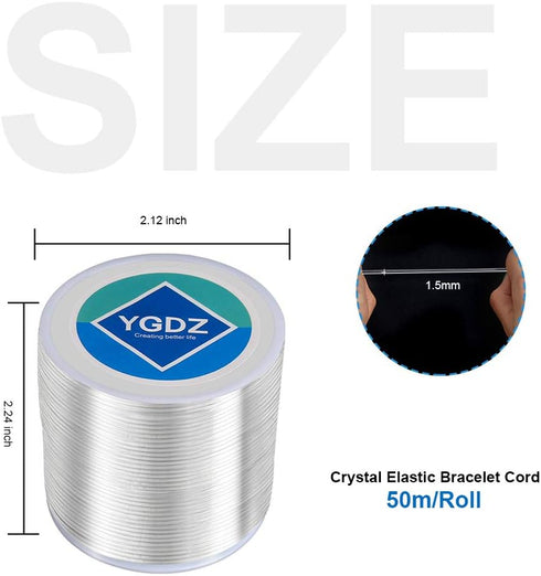 YGDZ 1.5mm Bracelet String, Elastic String Crystal Stretch Thread Clear Beading Cords for Bracelets Beading Making...