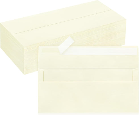 100 Pack #10 Business Envelopes, Ivory Standard Envelopes Self Seal, Letter Size Business Mailing Envelopes for Checks Letters Invoices Statements...