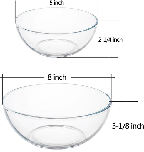 5 Inch Glass Mixing Bowls Set Glass Salad Bowls, Round Bowls, Small Bowls for Kitchen, Set of 3...