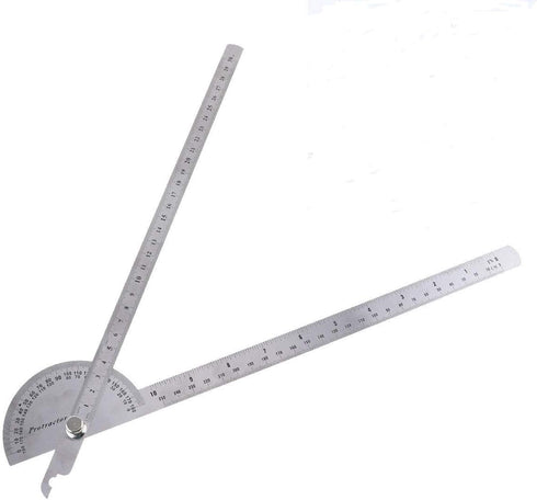 0-180 Degree Angle Finder, Stainless Steel Round Head Rotary Protractor Scale Angle Finder Adjustable Double-arm Ruler Angle, Finder Craftsman Rul...