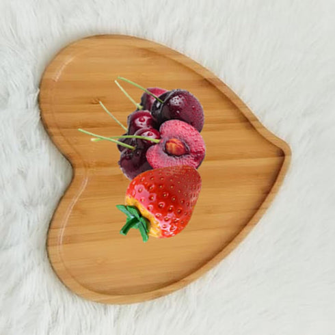 PRETYZOOM Heart Shaped Cutting Board 2pcs Valentines Day Wood Bamboo Serving Board Cheese Platter Tray Heart Charcuterie Bread Board for Appetizer...