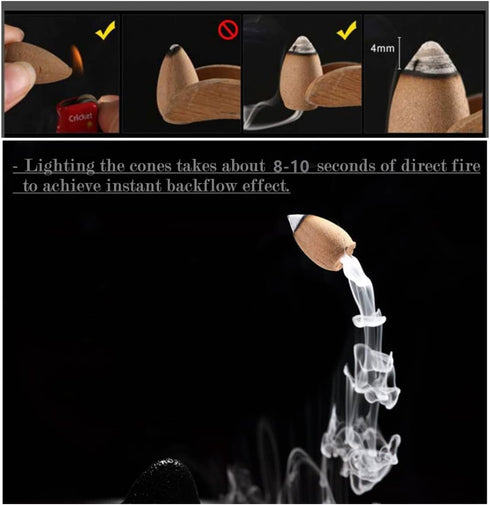 80 Pcs Backflow Incense Cones 8 Mixed Natural Scents Sandalwood Rose Green Tea Lavender Osmanthus Jasmine Ocean Apple (Incense Cones)...