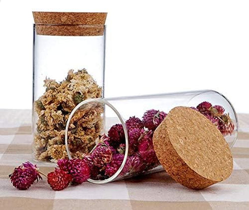 2Pcs 300ml/10oz Empty Clear Glass Bottles with Cork Stopper - Refillable Dry Food Goods Storage Container Vial Jars For Flower Tea Dry Fruit Nuts ...