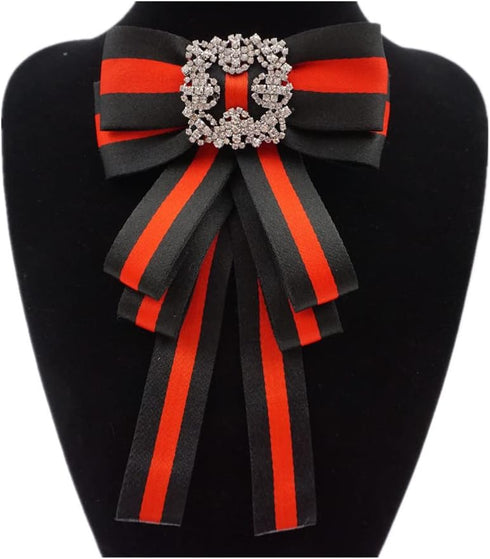 ladies girl bowknot bow tie suit shirt tie pins necktie pin brooch pre-tied ribbon brooches for Christmas (black/SR138)...