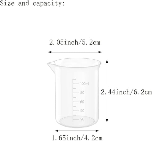 12 Pcs 3.4 Oz Transparent Lab Measuring Cup, 100ml Plastic Beaker Cups, for Science Experiment, Liquid Measuring...