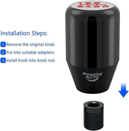 (Black) 6 Speed Weighted Manual Automatic Shifter Shift Knobs Lever with 3 Adapters Fit Compatible with Manual Cars Most Automatic Cars...