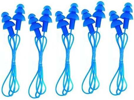 CTK Silicone Gel Soft Flanged Aqua Block Earplug Corded String Ear Plugs for Swimming,Pack of 5...