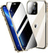 HENGHUI Anti-Peep Lockable Case for iPhone 14 Pro Max - Magnetic Glass, Camera Lens & Privacy Screen Protector, Bumper Cover (Gold)...