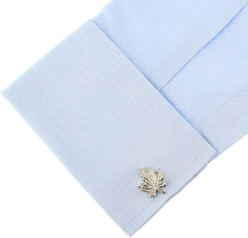 Maple Leaf Leaves Pair Cufflinks in a Presentation Gift Box & Polishing Cloth...
