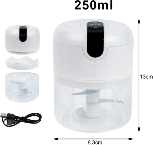 Electric Mini Garlic Chopper, 250ML USB Rechargeable Portable Electric Food Chopper, Wireless Small Food Processor for Chopping Garlic, Ginger, Ch...