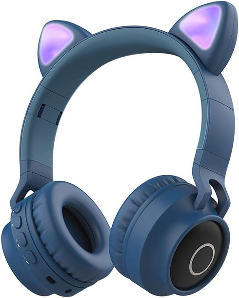 Kids Bluetooth Headphones,Wireless Over-Ear Headphones with Microphone,Cat Ear Headset with SD and TF Slot,Stereo Sound,Wireless and Wired Mode fo...