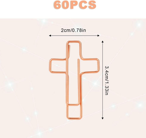 60 Pcs Cross Paper Clips, Christian Paper Clips Bookmarks Metal Paper Clips with Plastic Case for Christian Women Men Office School Home Teachers ...