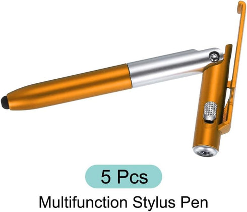 MECCANIXITY 5pcs Multifunction Stylus Pen Capacitive Touch Screen Ballpoint Pens with LED Light, Foldable Phone Holder Stand for Writing in The Da...