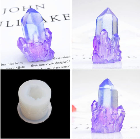 FineInno 8 PCS Crystal Resin Molds,Crystal Cluster Silicone Molds for Resin, Druzy Gem Molds, Iceberg Epoxy Molds for Making Jewelry, Isomalt, Can...
