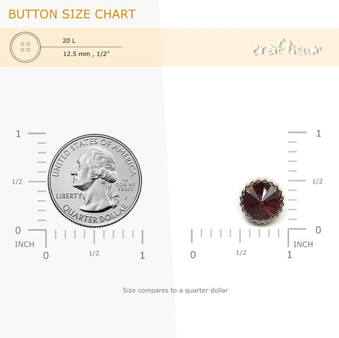 Decorative Red Rhinestone Resin Sewing Shank Buttons 50 pcs - 12.5mm, 1/2"...