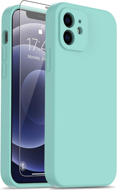 FUNMIKO Designed for iPhone 12 Case with Screen Protector,Complete Protection with Enhanced Camera Lens Cover,Soft Silky Silicone Protective Phone...