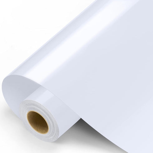 Sooez Glossy White Vinyl Roll, 12" x 11FT, PET Backing, Permanent Outdoor Vinyl for Home Decor, Car Decal, Scrapbooking, Window Graphics, Modern, ...
