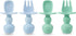PandaEar 4 Pack Silicone Baby Spoons and Fork Feeding Set- Anti-Choke First Self Feeding Utensils for Baby Led Weaning Ages 3 Months (Cyan+Blue)...