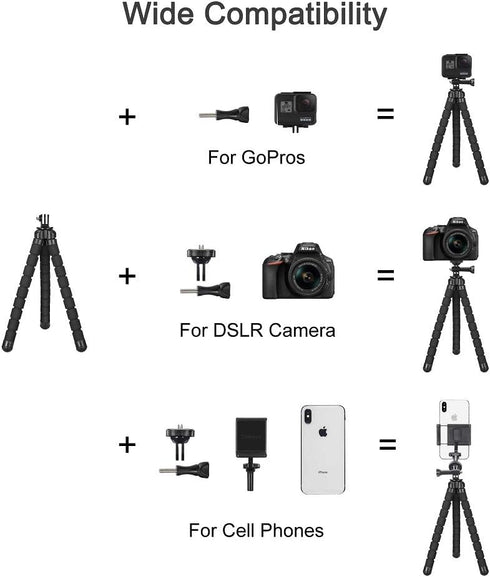 Phone Tripod, Flexible Tripod, Upgrade 4-Axis Angle Adjustment, Unique 360° Rotating Holder, Sturdy Octopus-Style Legs, and Wireless Remote Shutte...