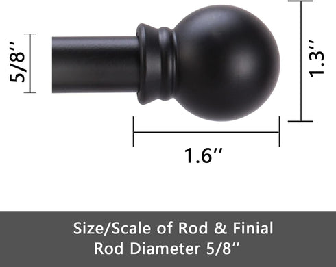 Curtain Rods for windows 66 to 120 inch,5/8 inch Decorative Curtain Rod Set, Matte Black Splicing Heavy Duty Metal Curtain Rod with Brackets...