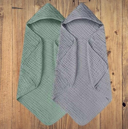 Baby Towels For New Born Baby 32x32 inch Baby Bath Towels with HODD For Babies 100% MUSLIN Cotton infant and toddlers Two Amazing Pack in each UNI...